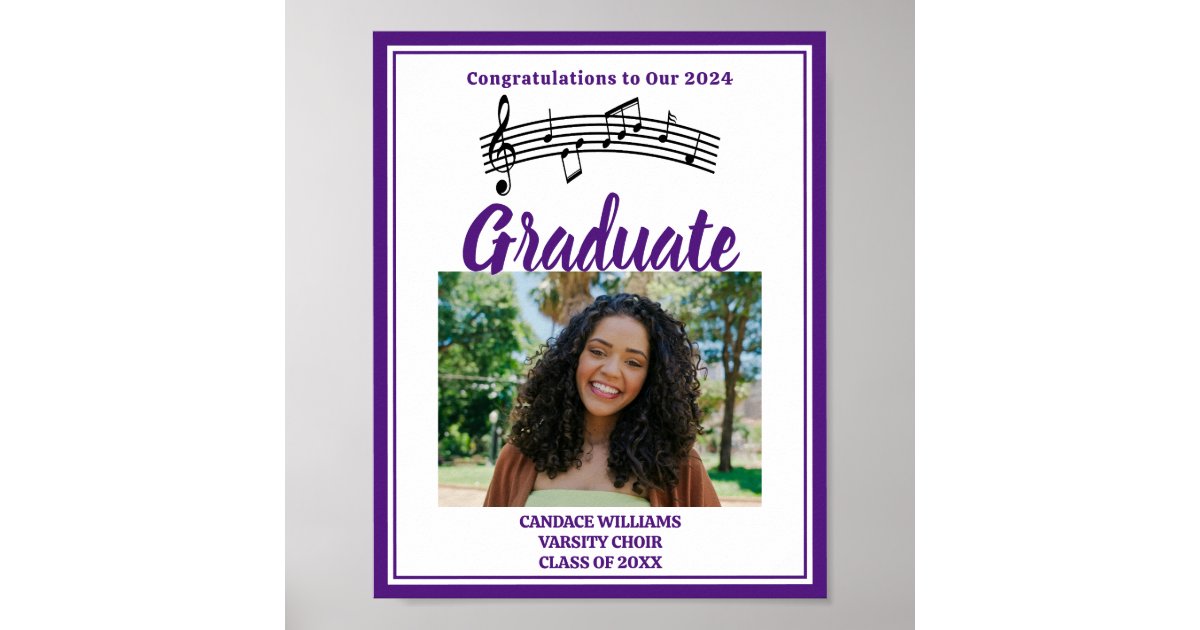 Purple Choir Photo High School Graduation Party Poster | Zazzle