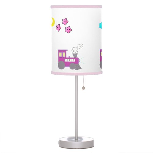 Purple Choo Choo Train with Stars and Moon Table Lamp