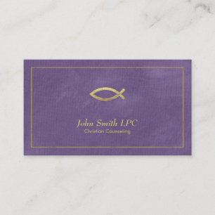 Purple Christian Counselor Ichthus Appointment Card