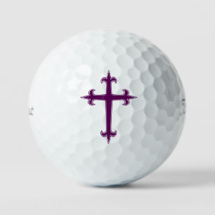 Purple Christian Cross Art Golf Balls
