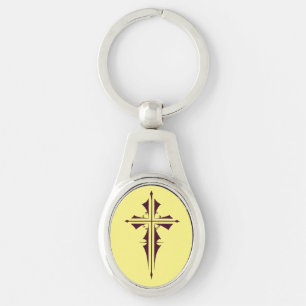 Purple Christian Cross Keychain