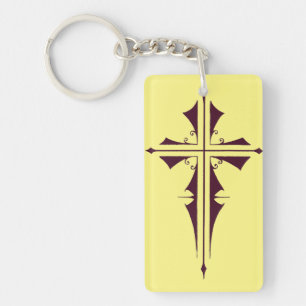 Purple Christian Cross Keychain