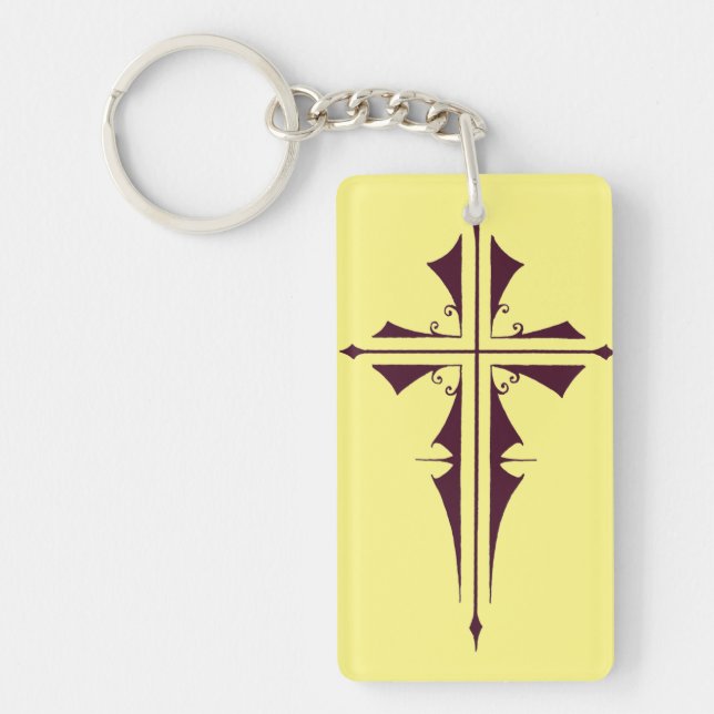 Purple Christian Cross Keychain (Front)