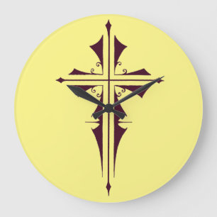 Purple Christian Cross Large Clock