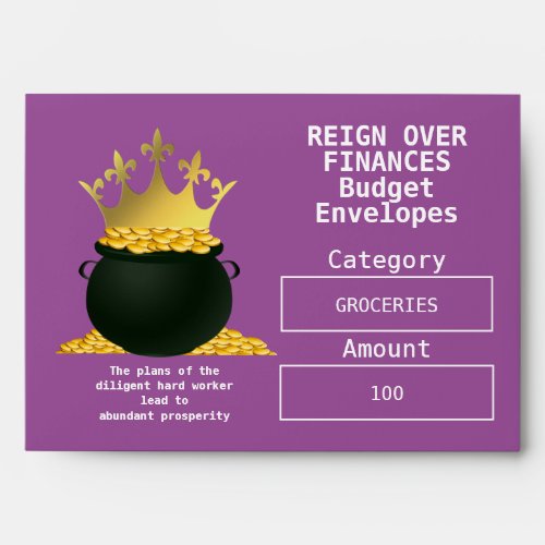Purple Christian REIGN OVER FINANCES Budget Cash Envelope