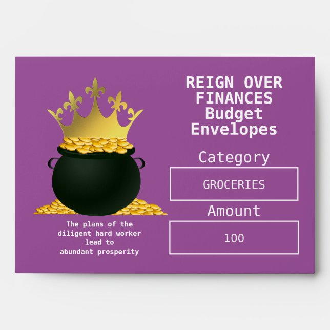 Purple Christian REIGN OVER FINANCES Budget Cash Envelope (Front)