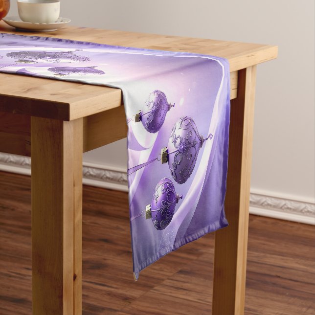 Purple Christmas Ball Holiday Table Runner (In Situ)
