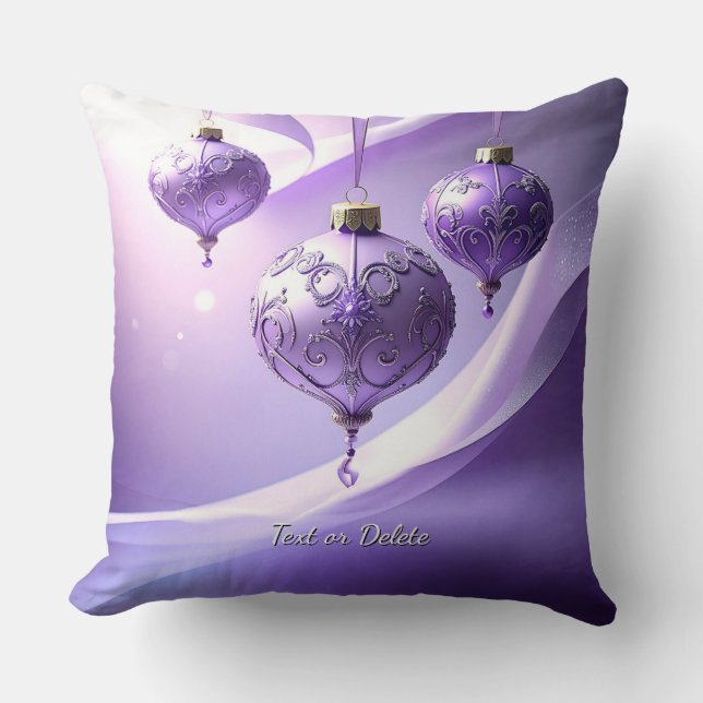 Purple Christmas Ball Holiday Throw Pillow (Front)