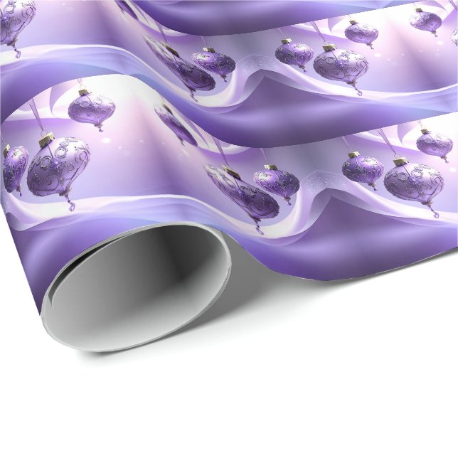 Purple Christmas Ball Holiday Wrapping Paper (Roll Corner)