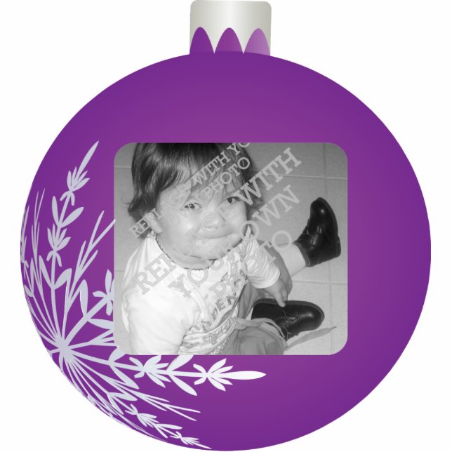 Purple Christmas Ball Ornament Photo  Frame (Front)