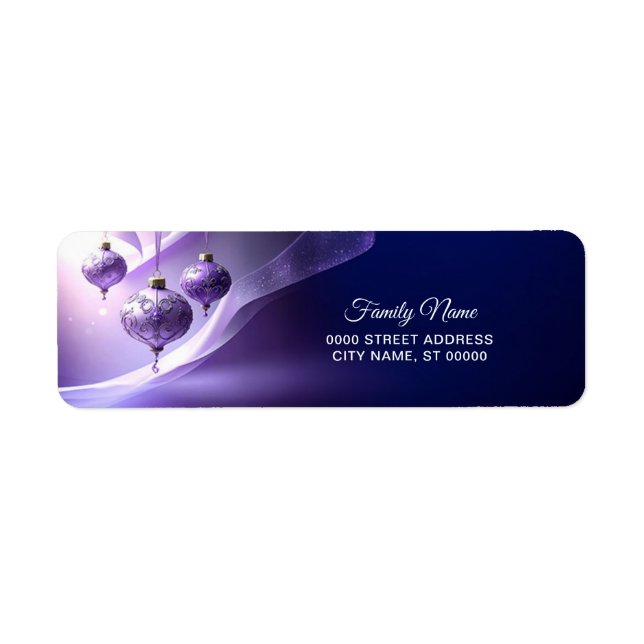 Purple Christmas Ball Return Address Label (Front)