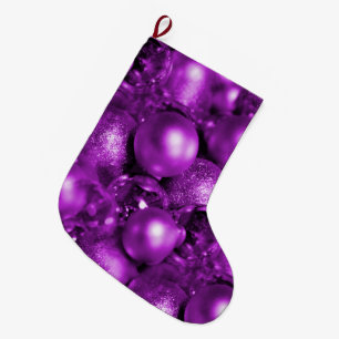 Purple Christmas Baubles Large Christmas Stocking