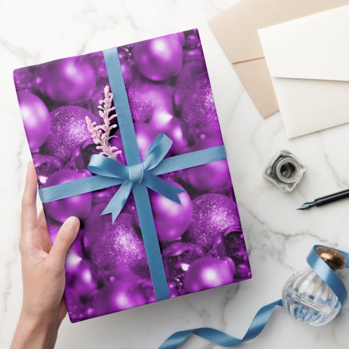 Purple Christmas Baubles Wrapping Paper