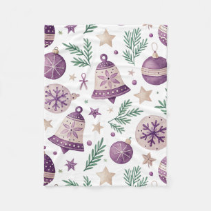 Purple Christmas Bells Fleece Throw Blanket