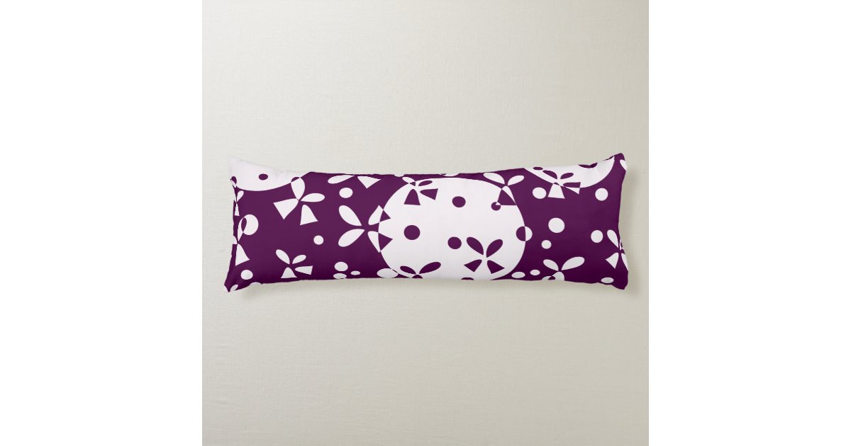 Purple Christmas Bells, Bows and Leaves Holiday Pattern Body Pillow