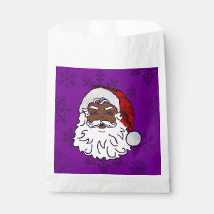 purple christmas black santa snowflakes favor bag