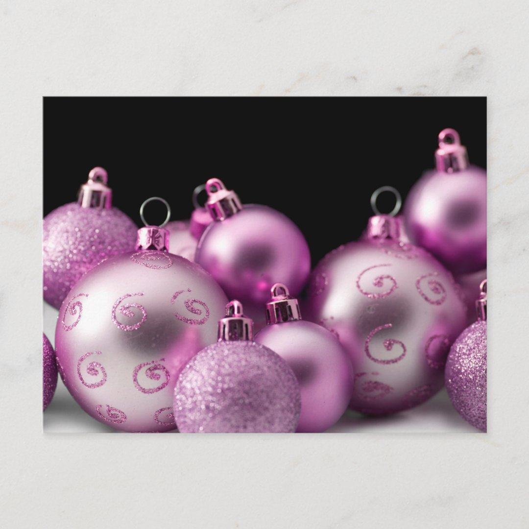 Purple Christmas Bulbs Holiday Postcard Zazzle