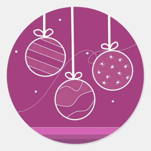Purple Christmas Decorations Classic Round Sticker