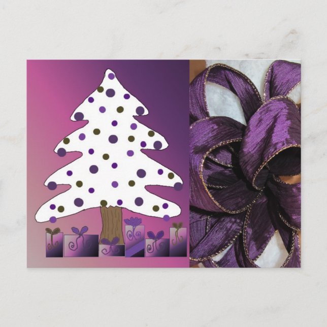 Purple Christmas Decorations Holiday Postcard (Front)