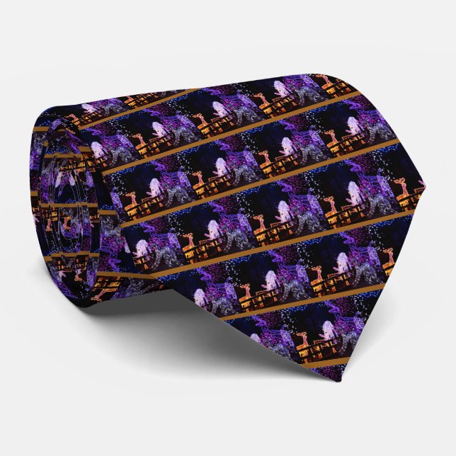 Purple Christmas Decorations Neck Tie (Rolled)