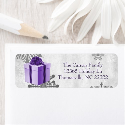 Purple Christmas Gift Address Label