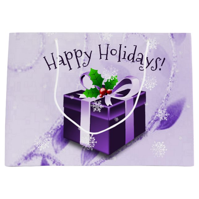 Purple Christmas Gift Box Gift Bag (Front)