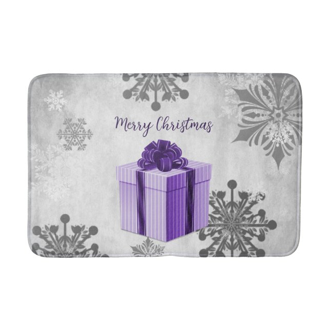 Purple Christmas Gift Holiday Bath Mat (Front)