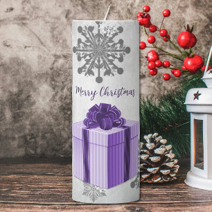 Purple Christmas Gift Holiday Large Pillar Candle