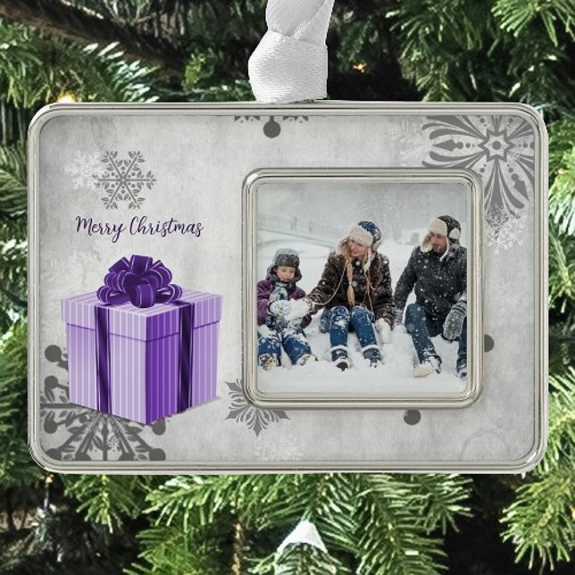 Purple Christmas Gift Holiday Photo Christmas Ornament (Purple Christmas Gift Holiday Ornament)