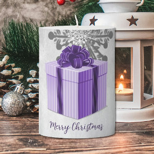 Purple Christmas Gift Holiday Pillar Candle