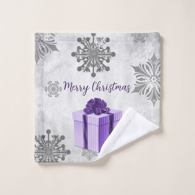 Purple Christmas Gift Holiday Towel Set (Wash Cloth)