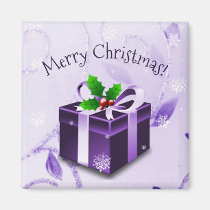 Purple Christmas Gift Magnet