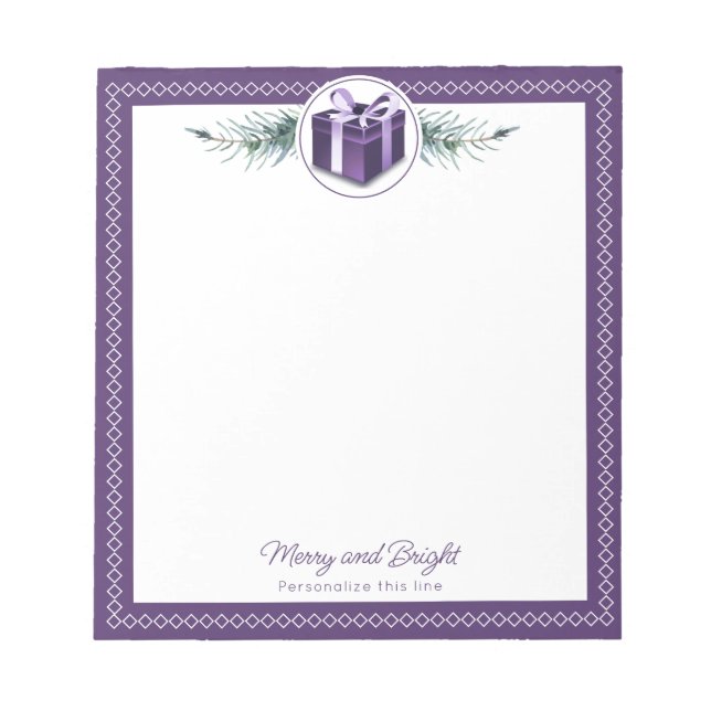 Purple Christmas Gift Personalized Notepad (Front)