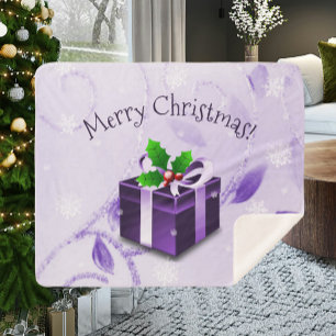 Purple Christmas Gift Sherpa Blanket