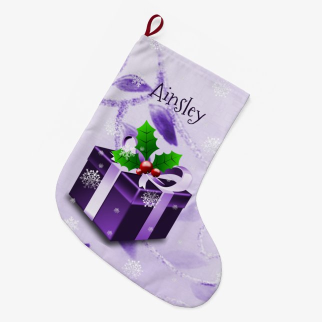 Purple Christmas Gift Stocking (Front (Hanging))