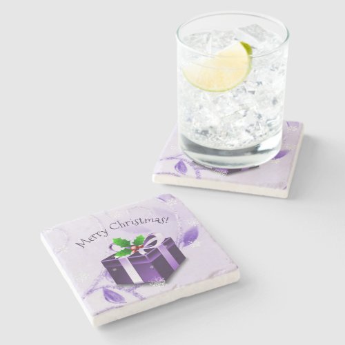 Purple Christmas Gift Stone Coaster