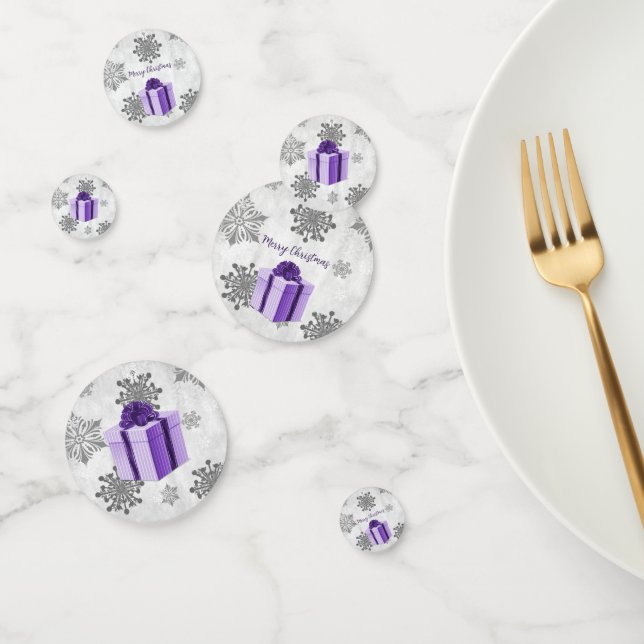 Purple Christmas Gift Table Confetti (Group)