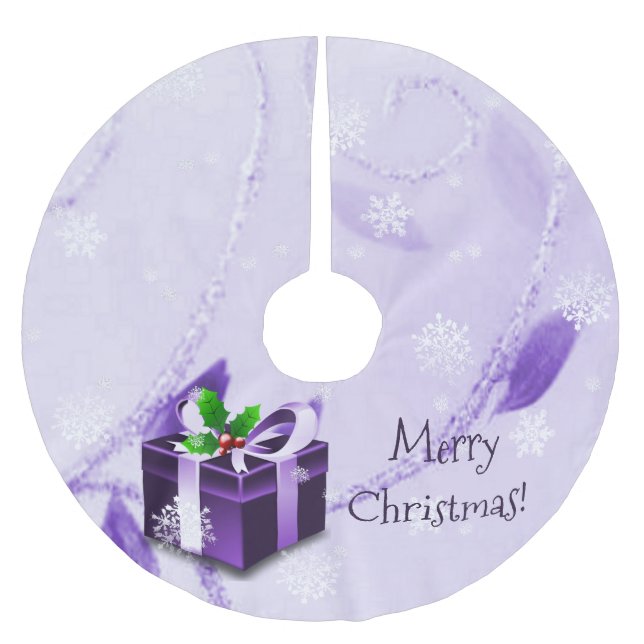 Purple Christmas Gift Tree Skirt (Front)
