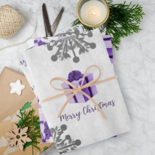 Purple Christmas Gift Wrapping Paper Sheets