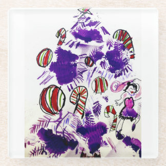 Purple Christmas Glass Coaster