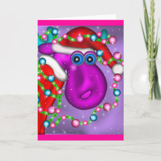 Purple Christmas Moose Holiday Card