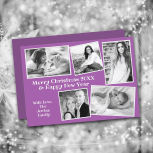 Purple Christmas Multi-photo Holiday Card
