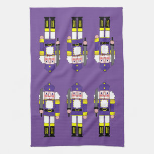 Purple Christmas Nutcrackers Kitchen Towel