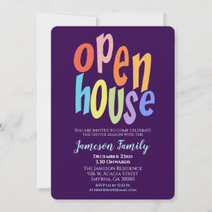 Purple Christmas Open House Party Invitation
