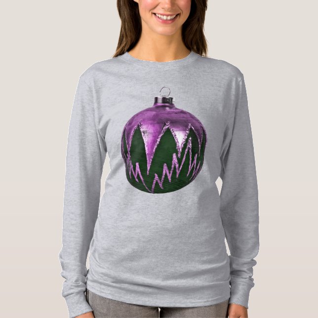 Purple Christmas Ornament Art Shirt (Front)