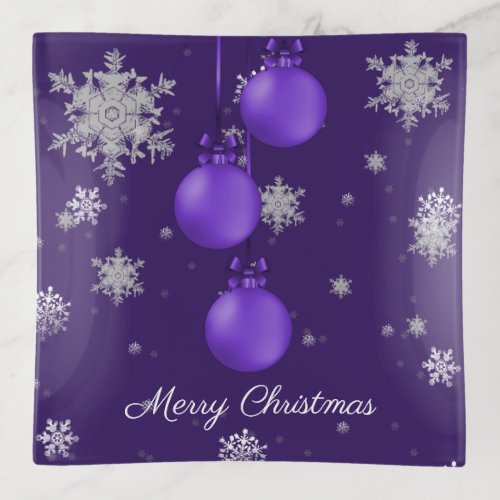 Purple Christmas Ornament Trinket Tray