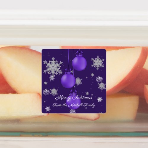 Purple Christmas Ornaments Baking Labels