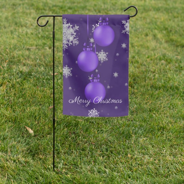 Purple Christmas Ornaments Garden Flag (In SItu)