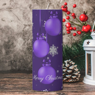 Purple Christmas Ornaments Large Pillar Candle