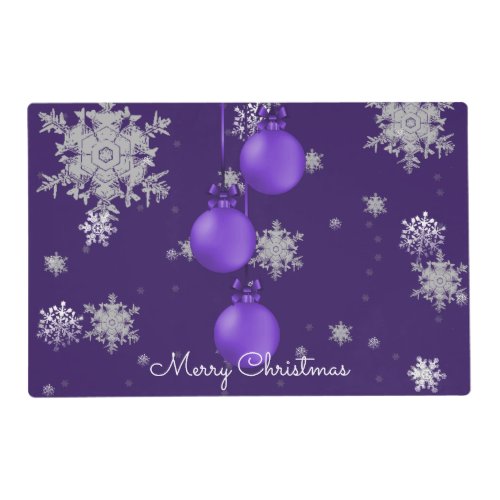 Purple Christmas Ornaments Placemat